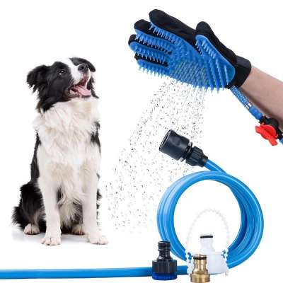 2 in 1 Silicone Dog Pet Brush Glove Gentle Efficient Pet Cat Grooming Massage Glove Shower